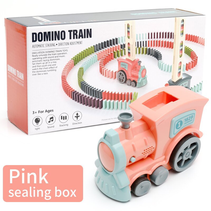 Magisches Domino-Zug-Set – Elektrisches Auto-Stapel-Bausteinspielzeug für Kinder