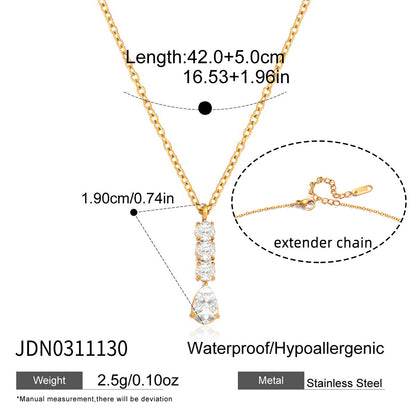 Halsketten- & Ohrring-Set mit Zirkonsteinen – Titanstahl mit Anti-Anlauf-Beschichtung | Damenschmuck