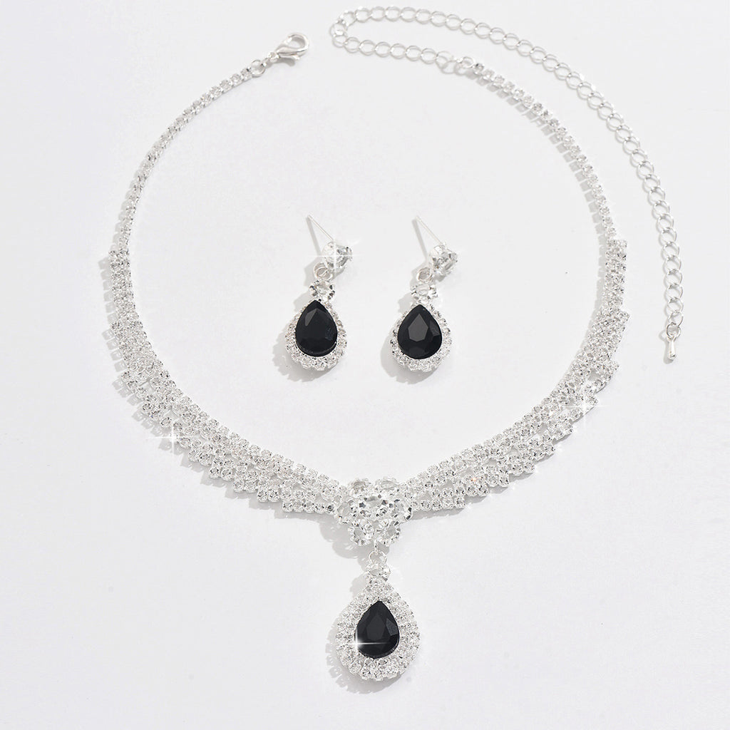 Kristall-Schmuckset mit floralem Tropfendesign – Halskette & Ohrringe