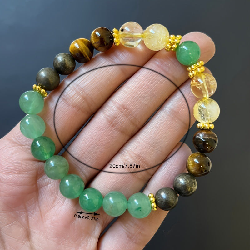 Armband mit smaragdgrünen Glasperlen – 8 mm im natürlichen Stil