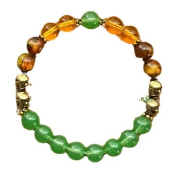 Armband mit smaragdgrünen Glasperlen – 8 mm im natürlichen Stil