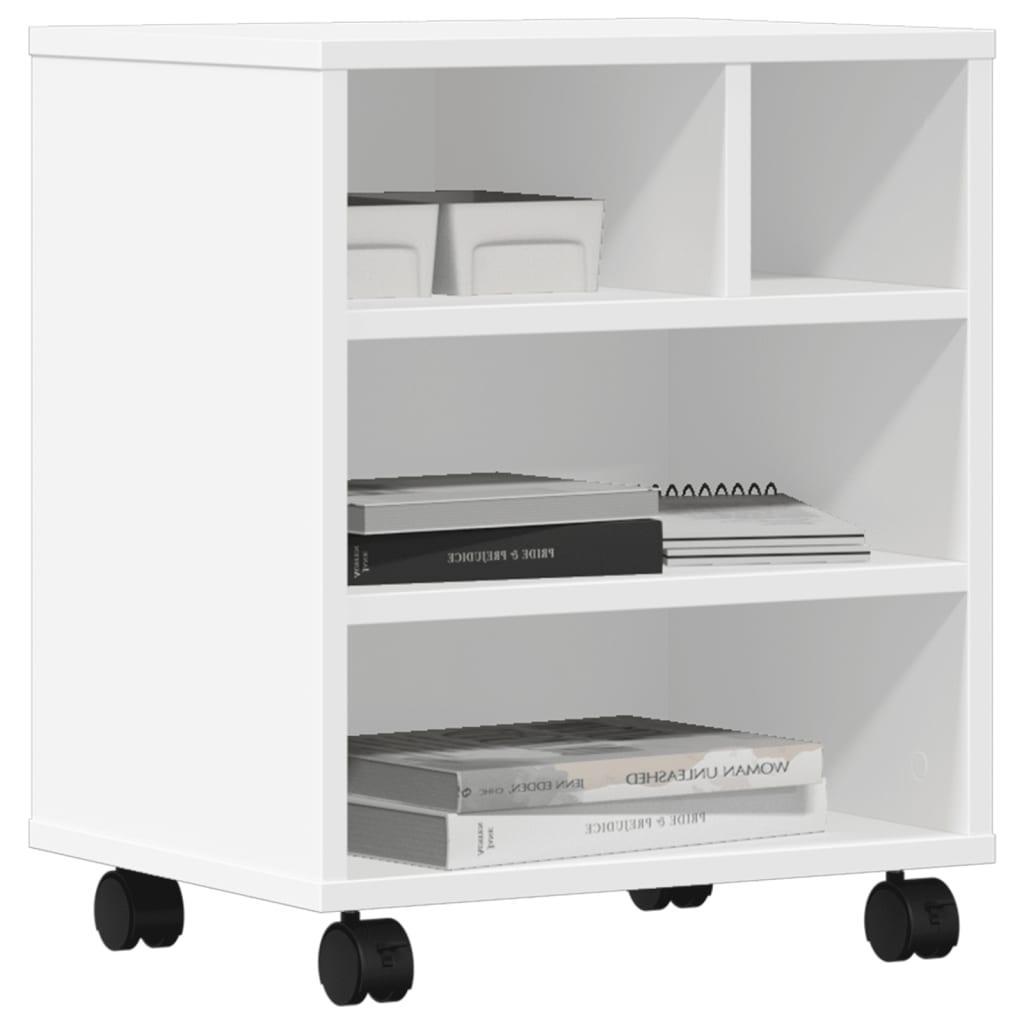 Kompakter Rollbarer Druckerständer | Holz-Utility-Stand mit Rollen | Für Büro & Küche