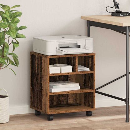 Kompakter Rollbarer Druckerständer | Holz-Utility-Stand mit Rollen | Für Büro & Küche