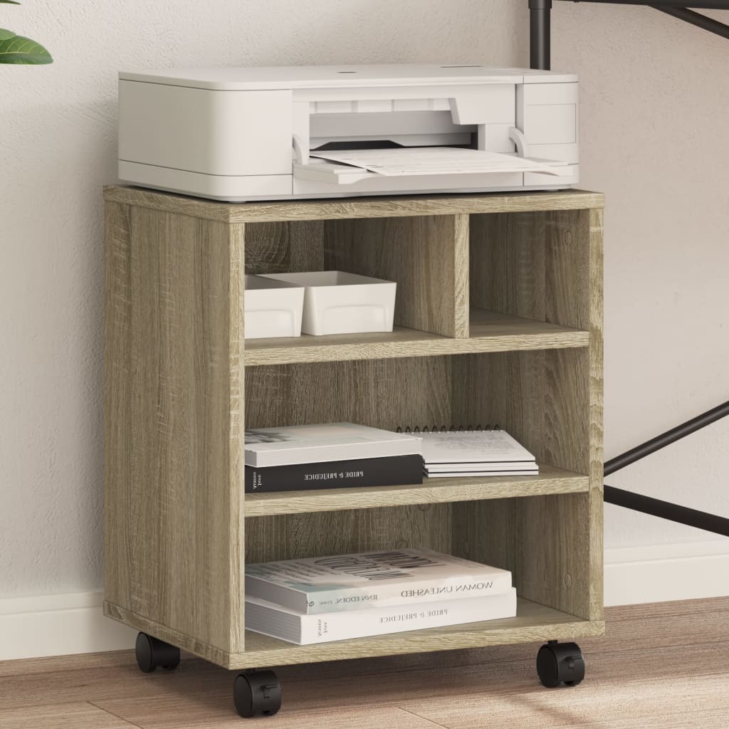 Kompakter Rollbarer Druckerständer | Holz-Utility-Stand mit Rollen | Für Büro & Küche