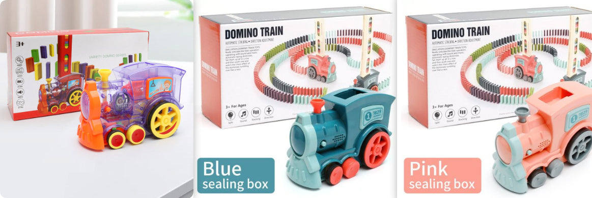 Magisches Domino-Zug-Set – Elektrisches Auto-Stapel-Bausteinspielzeug für Kinder