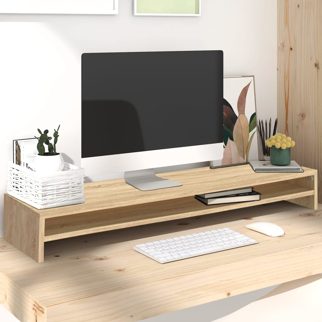 Holz-Monitorständer mit Stauraum | Schreibtisch-Organizer für Zuhause & Büro