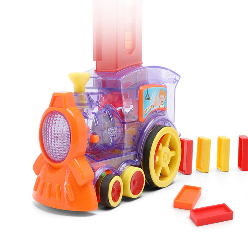 Magisches Domino-Zug-Set – Elektrisches Auto-Stapel-Bausteinspielzeug für Kinder