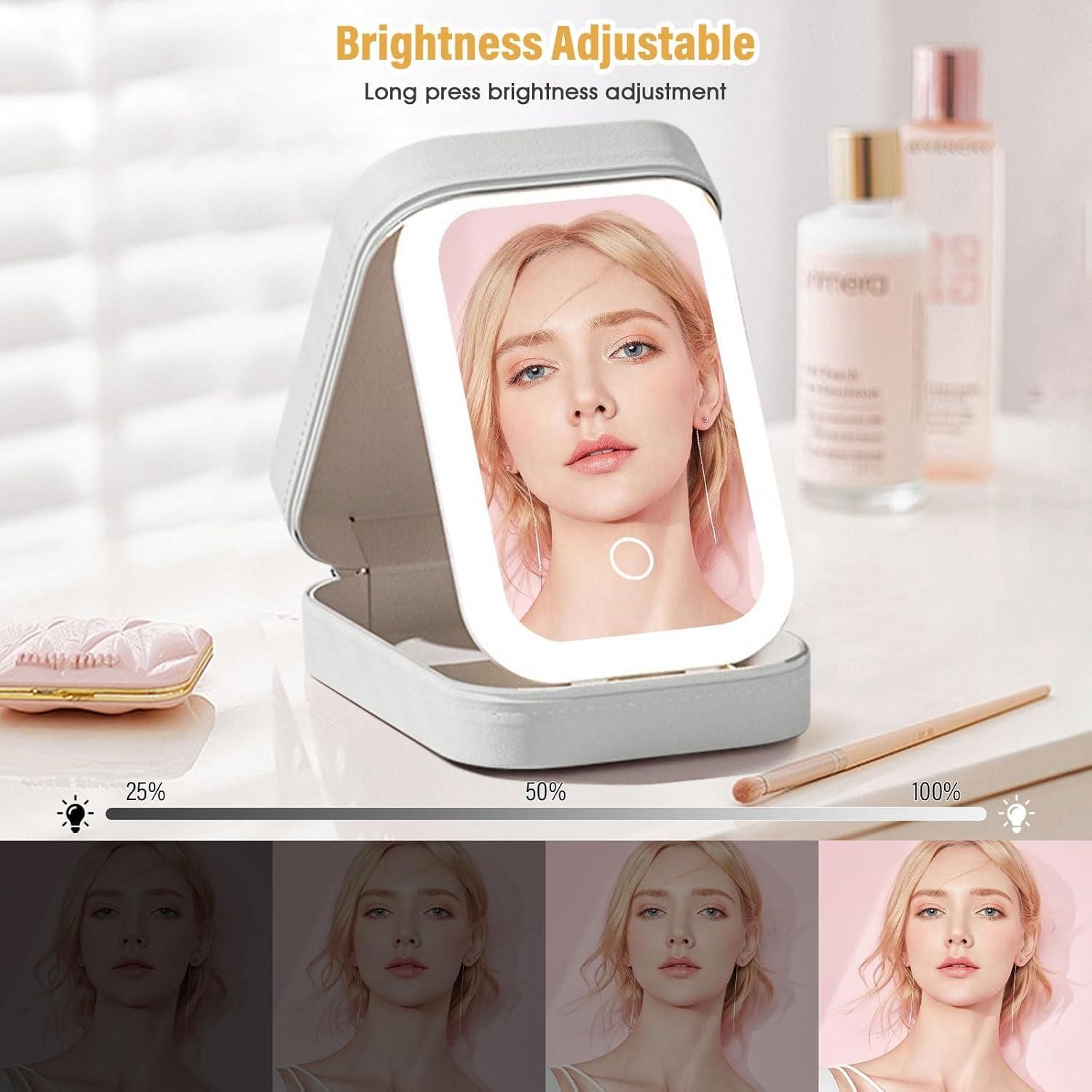 Compact Makeup Vanity with LED Mirror