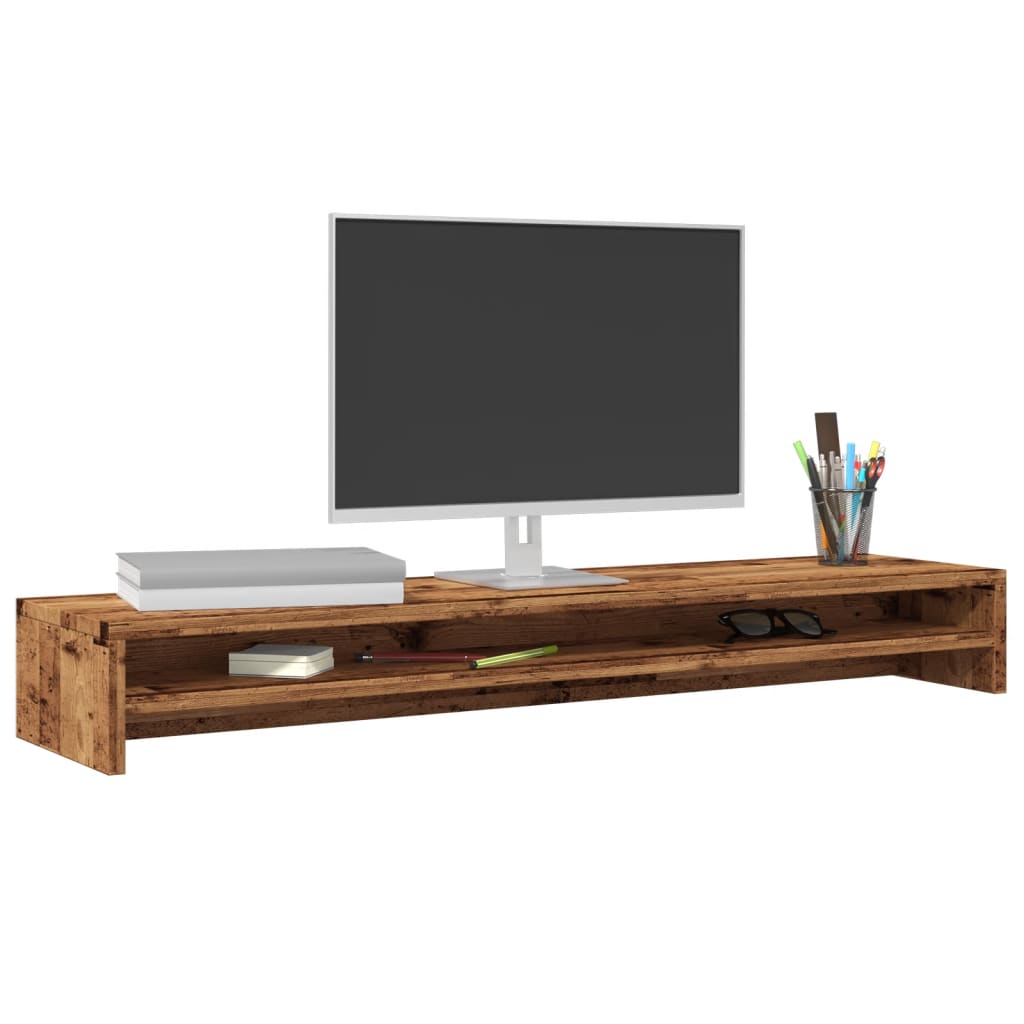 Holz-Monitorständer mit Stauraum | Schreibtisch-Organizer für Zuhause & Büro