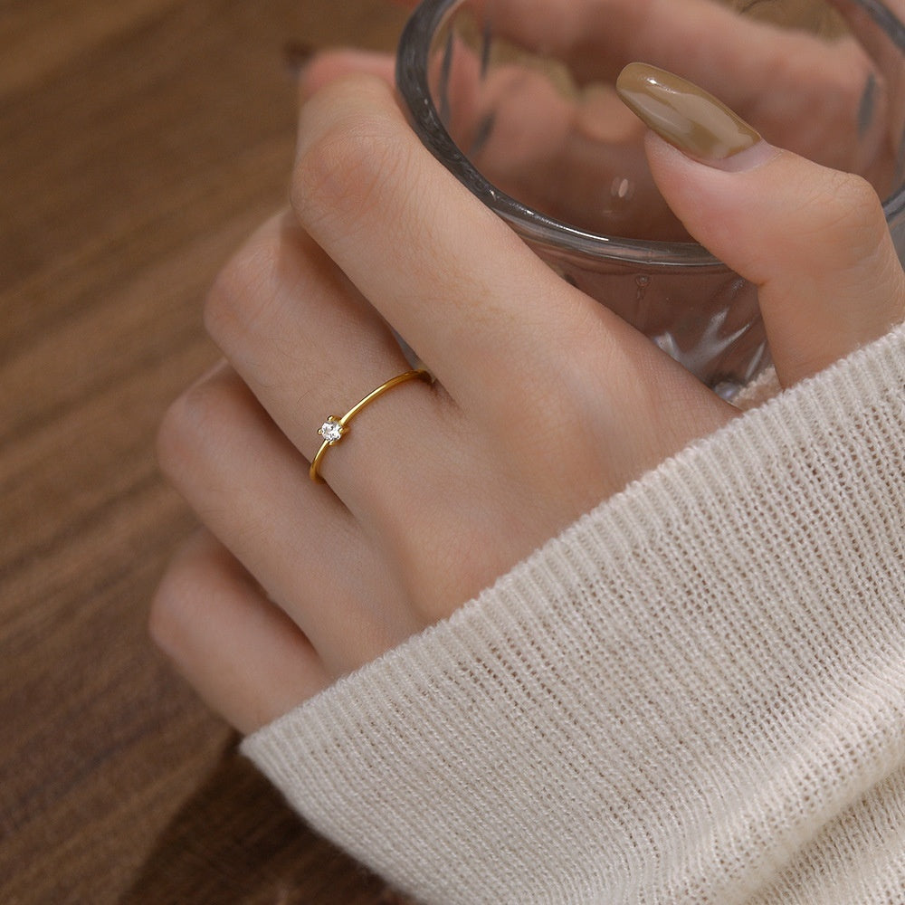 Minimal Zircon Solitaire Ring for Women