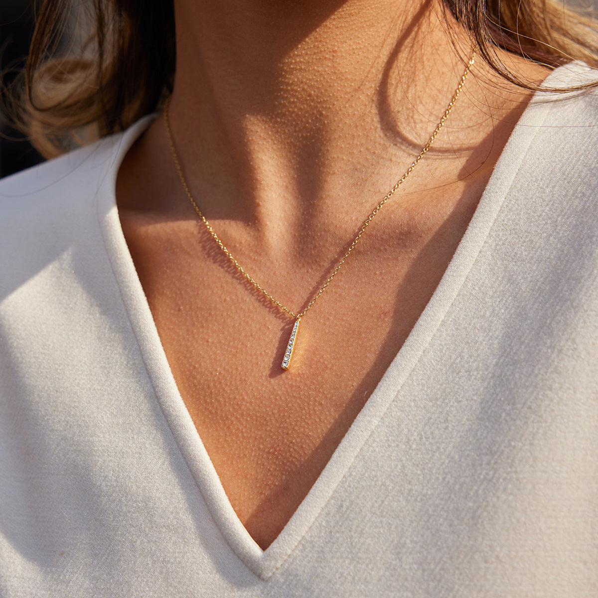 Halsketten- & Ohrring-Set mit Zirkonsteinen – Titanstahl mit Anti-Anlauf-Beschichtung | Damenschmuck