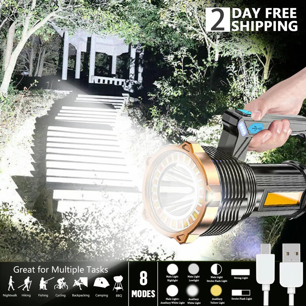 Ultrahelle wiederaufladbare LED-Taschenlampe – 4 Modi, wasserdicht, USB-Aufladung