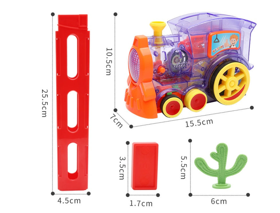 Magisches Domino-Zug-Set – Elektrisches Auto-Stapel-Bausteinspielzeug für Kinder