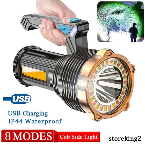 Ultrahelle wiederaufladbare LED-Taschenlampe – 4 Modi, wasserdicht, USB-Aufladung