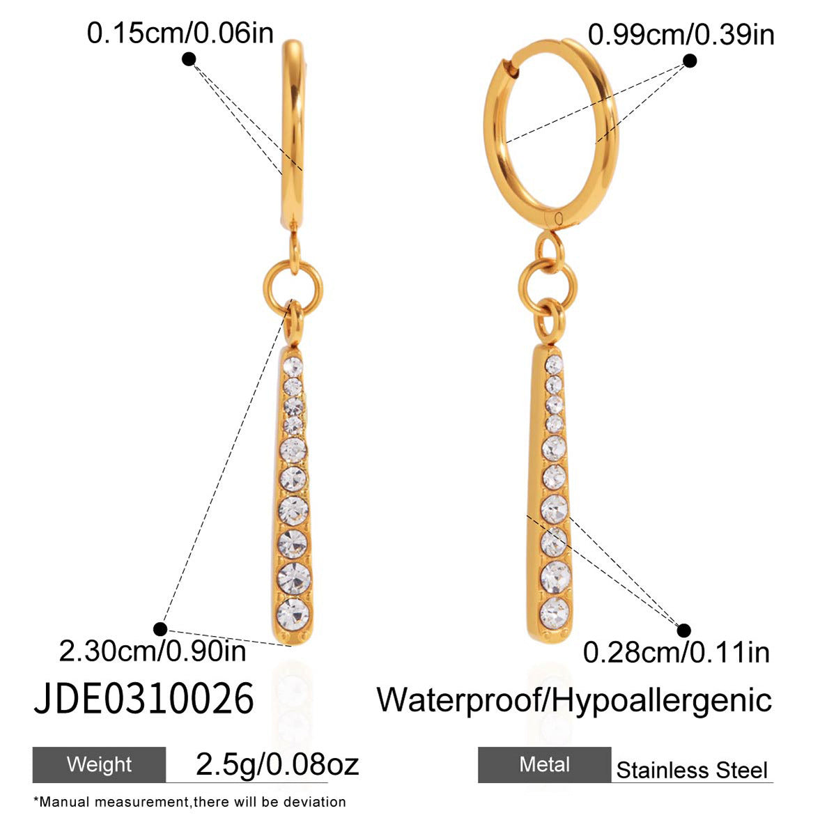 Halsketten- & Ohrring-Set mit Zirkonsteinen – Titanstahl mit Anti-Anlauf-Beschichtung | Damenschmuck