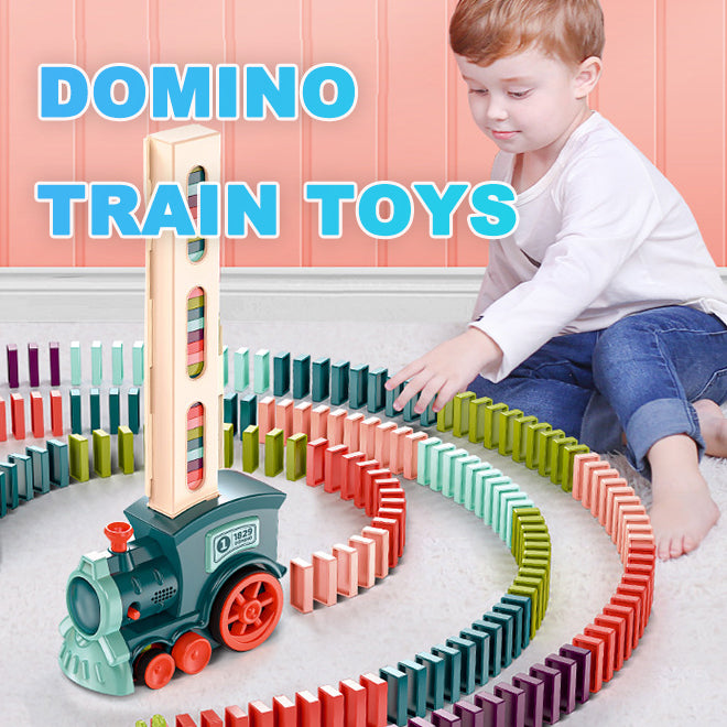 Magisches Domino-Zug-Set – Elektrisches Auto-Stapel-Bausteinspielzeug für Kinder