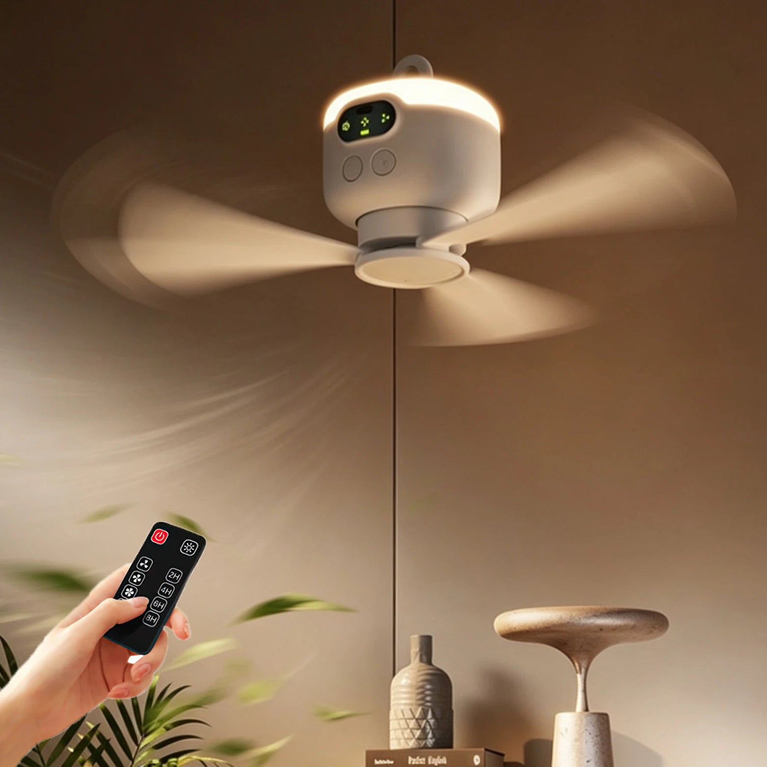 Tragbarer Camping-Ventilator mit LED-Licht
