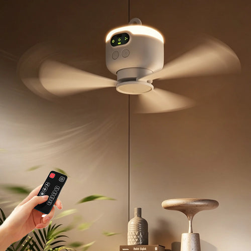 8000mAh USB Rechargeable Ceiling Fan with Night Lamp Lighting Remote Control Bedroom Outdoor Camping Tent Hanging Fan