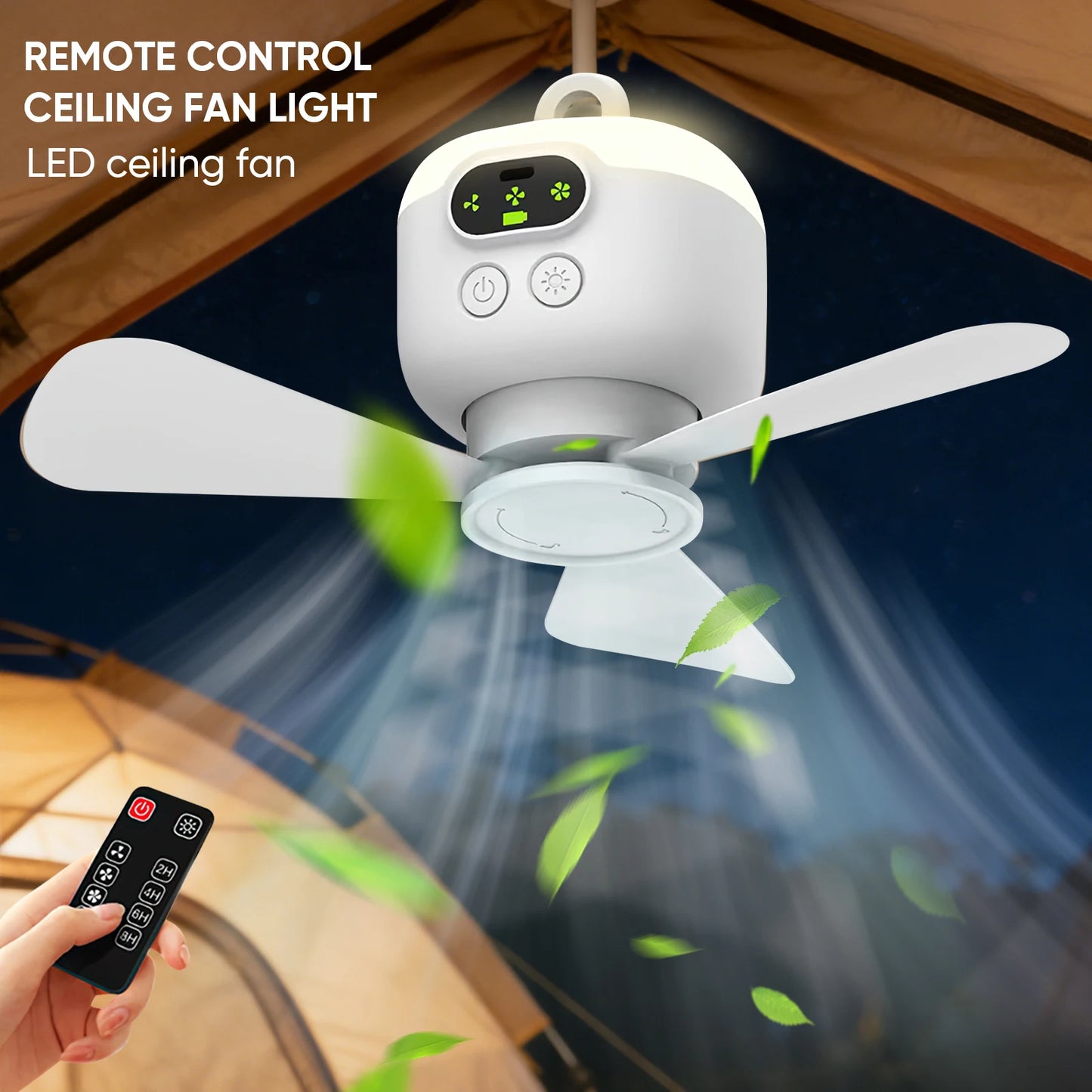Tragbarer Camping-Ventilator mit LED-Licht