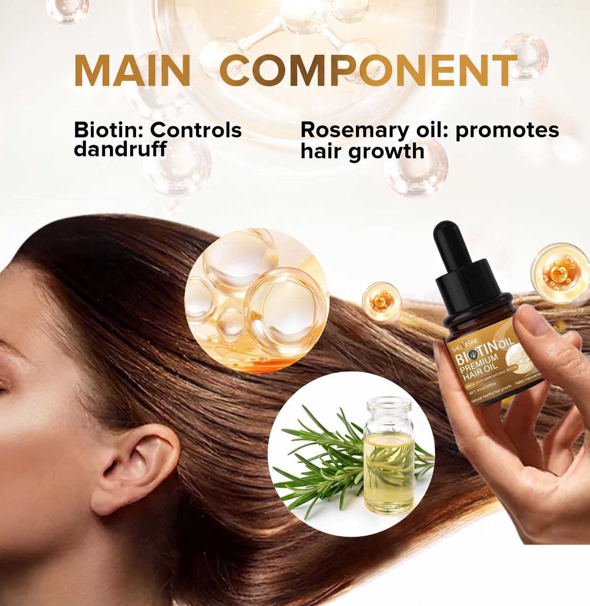 Biotin Hair Oil with Rosemary Extract — Hair Growth Oil for Thinning Hair & Weak Roots