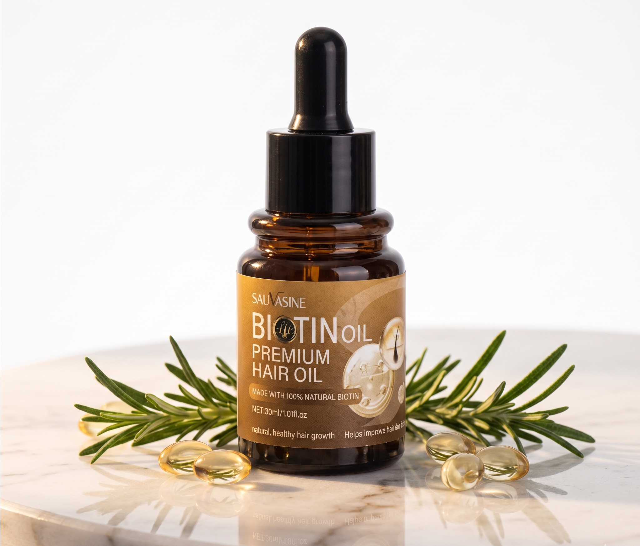 Biotin Hair Oil with Rosemary Extract — Hair Growth Oil for Thinning Hair & Weak Roots