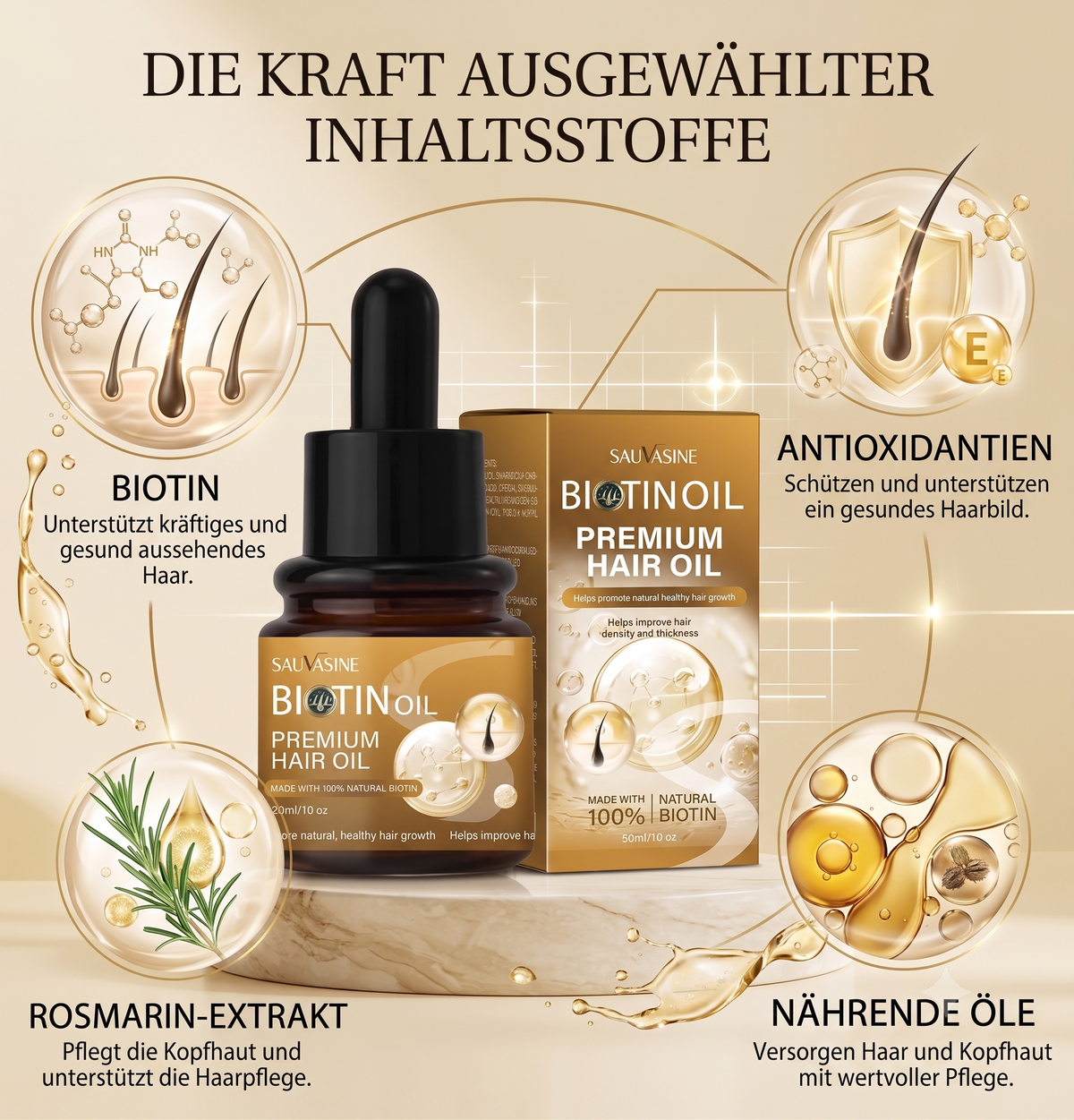 Rosmarin & Biotin Haaröl für kräftigeres Haar