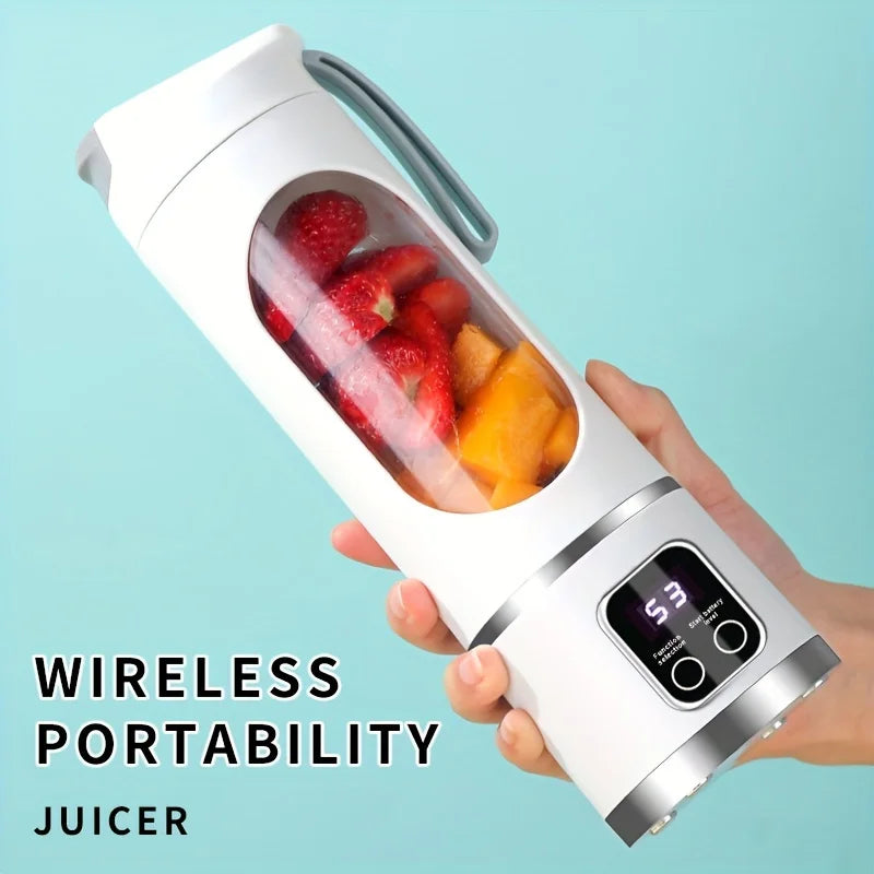Portable Electric Juicer USB Charging Mini Wireless Juicer Bottle 450ml Cup Fruit Mixer Handheld Blender for Home Travel Office