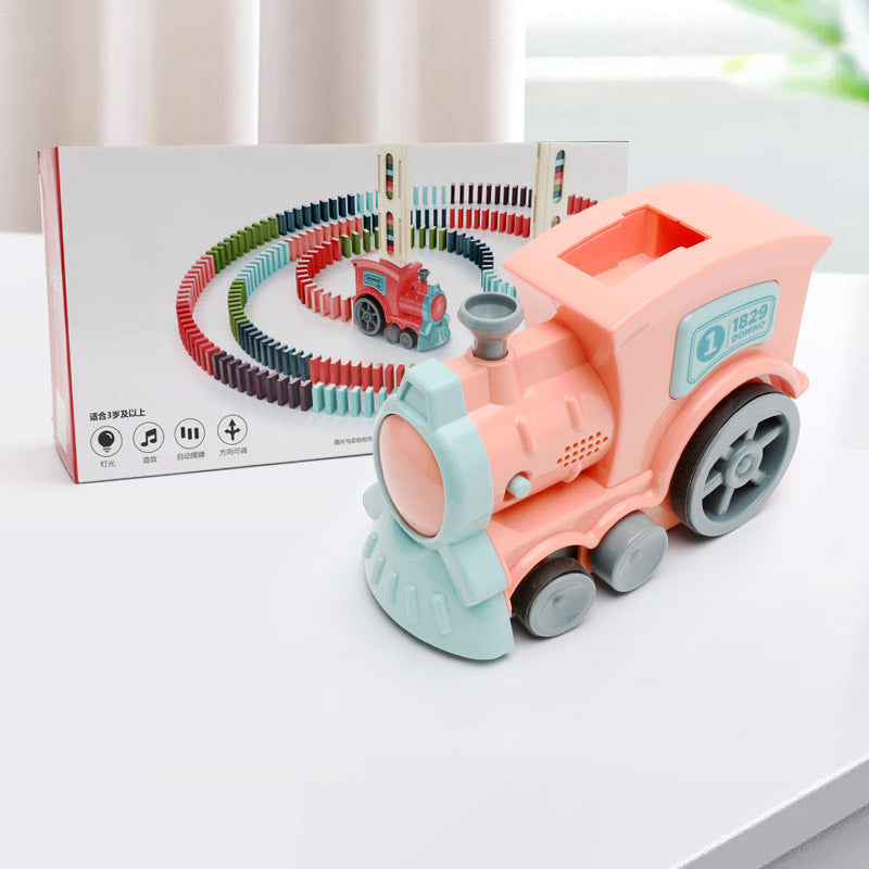 Magisches Domino-Zug-Set – Elektrisches Auto-Stapel-Bausteinspielzeug für Kinder
