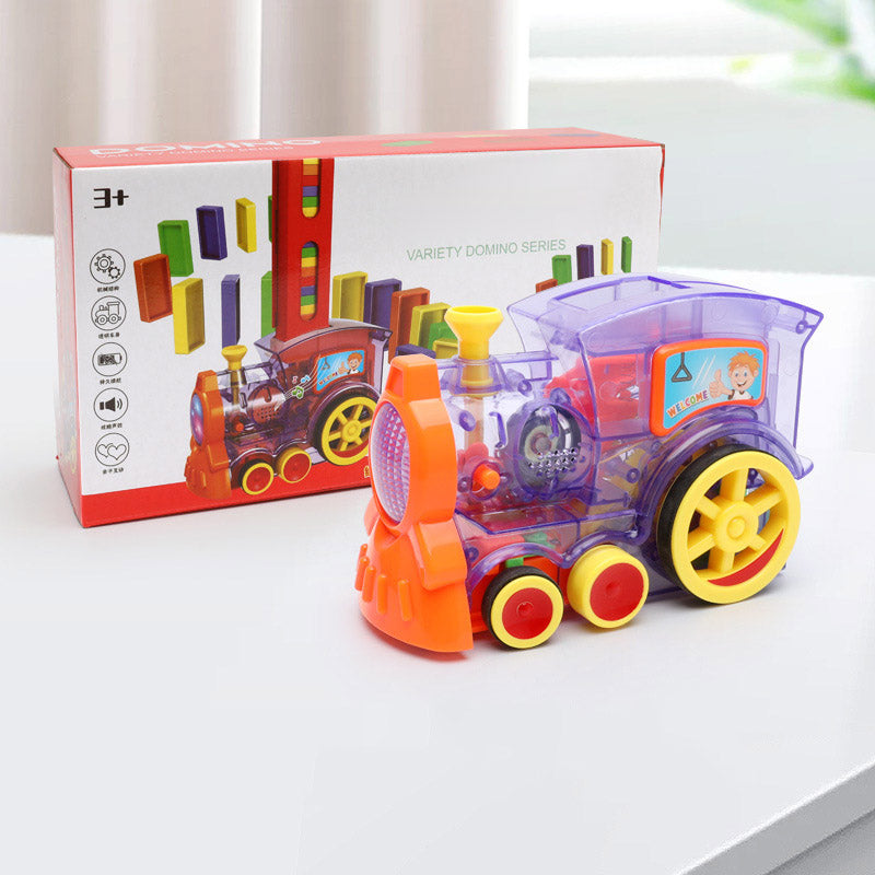 Magisches Domino-Zug-Set – Elektrisches Auto-Stapel-Bausteinspielzeug für Kinder