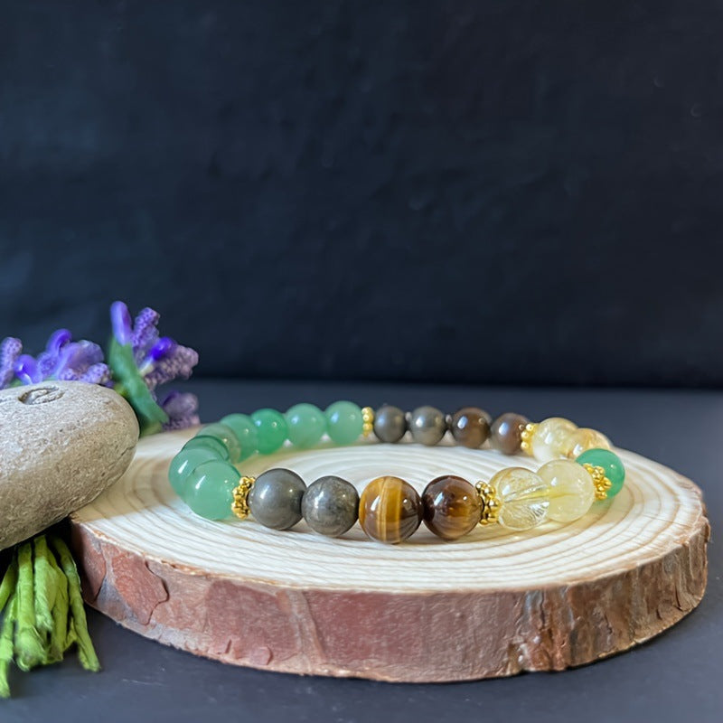 Armband mit smaragdgrünen Glasperlen – 8 mm im natürlichen Stil