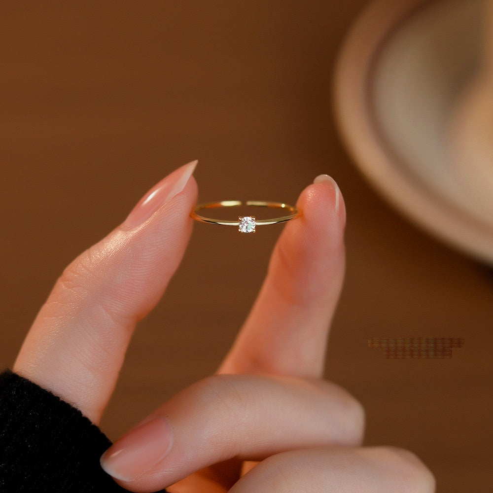Minimal Zircon Solitaire Ring for Women