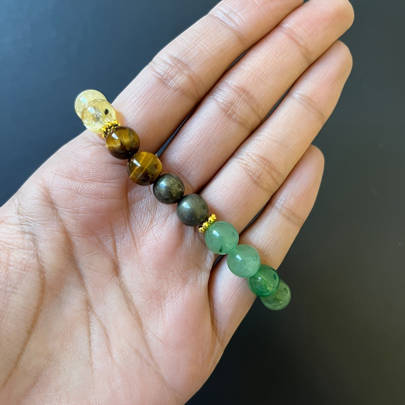Armband mit smaragdgrünen Glasperlen – 8 mm im natürlichen Stil