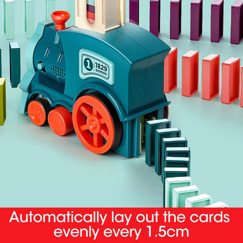 Magisches Domino-Zug-Set – Elektrisches Auto-Stapel-Bausteinspielzeug für Kinder
