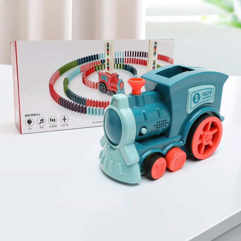 Magisches Domino-Zug-Set – Elektrisches Auto-Stapel-Bausteinspielzeug für Kinder