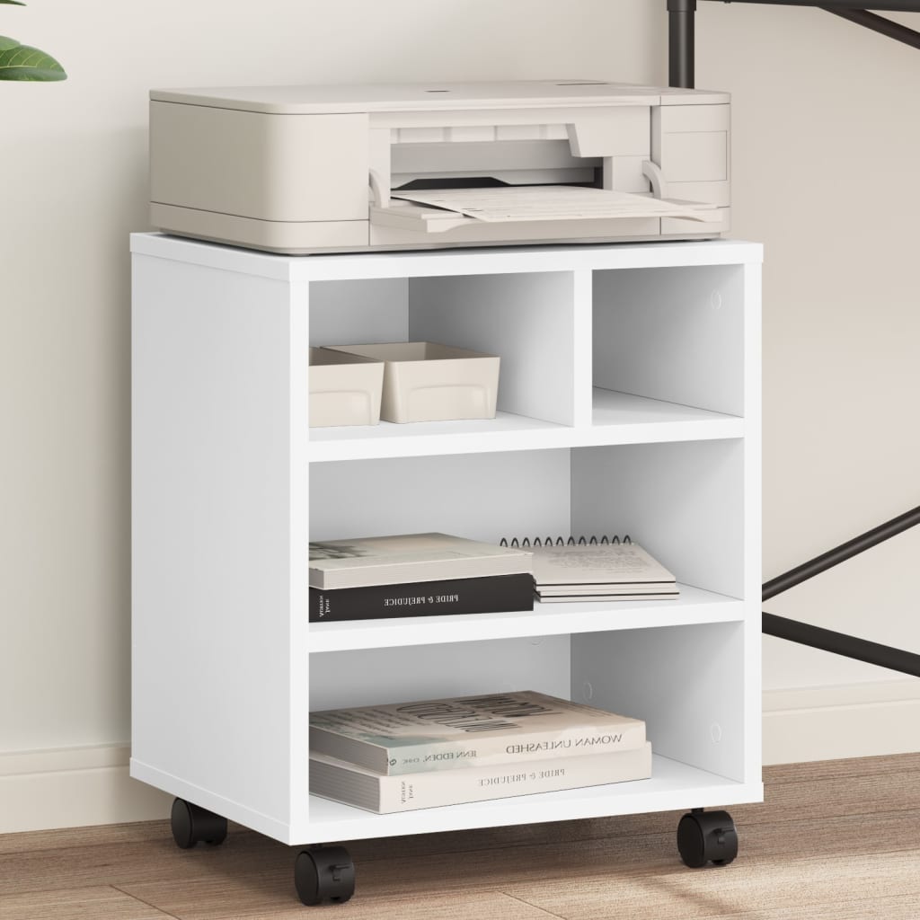 Kompakter Rollbarer Druckerständer | Holz-Utility-Stand mit Rollen | Für Büro & Küche