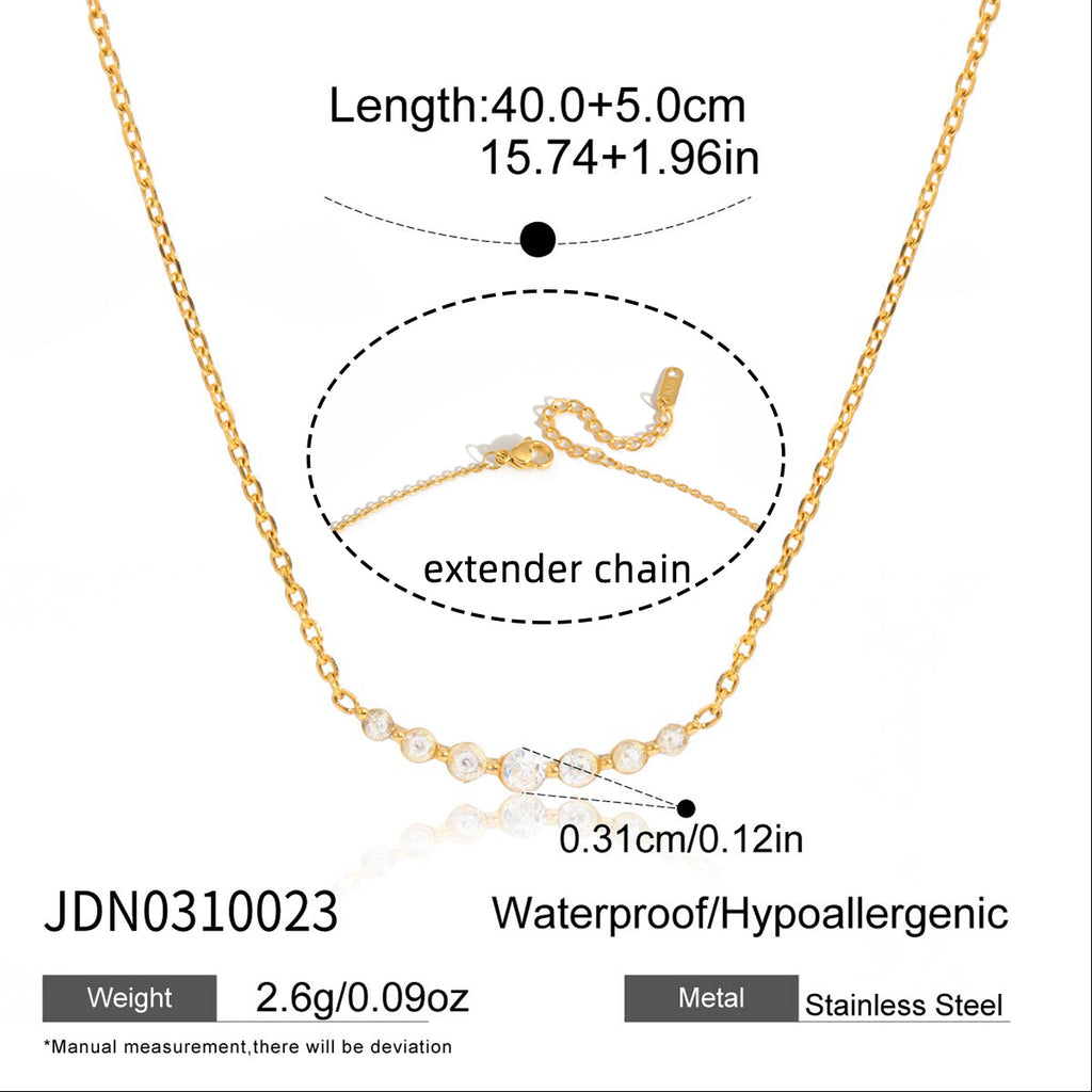Halsketten- & Ohrring-Set mit Zirkonsteinen – Titanstahl mit Anti-Anlauf-Beschichtung | Damenschmuck
