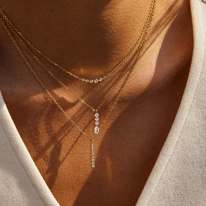 Halsketten- & Ohrring-Set mit Zirkonsteinen – Titanstahl mit Anti-Anlauf-Beschichtung | Damenschmuck