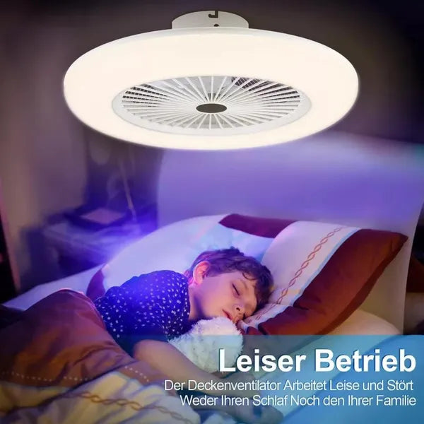 Deckenventilator mit LED-Beleuchtung und Fernbedienung | 30W helles Licht