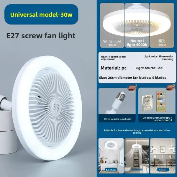 Deckenventilator mit LED-Beleuchtung und Fernbedienung | 30W helles Licht