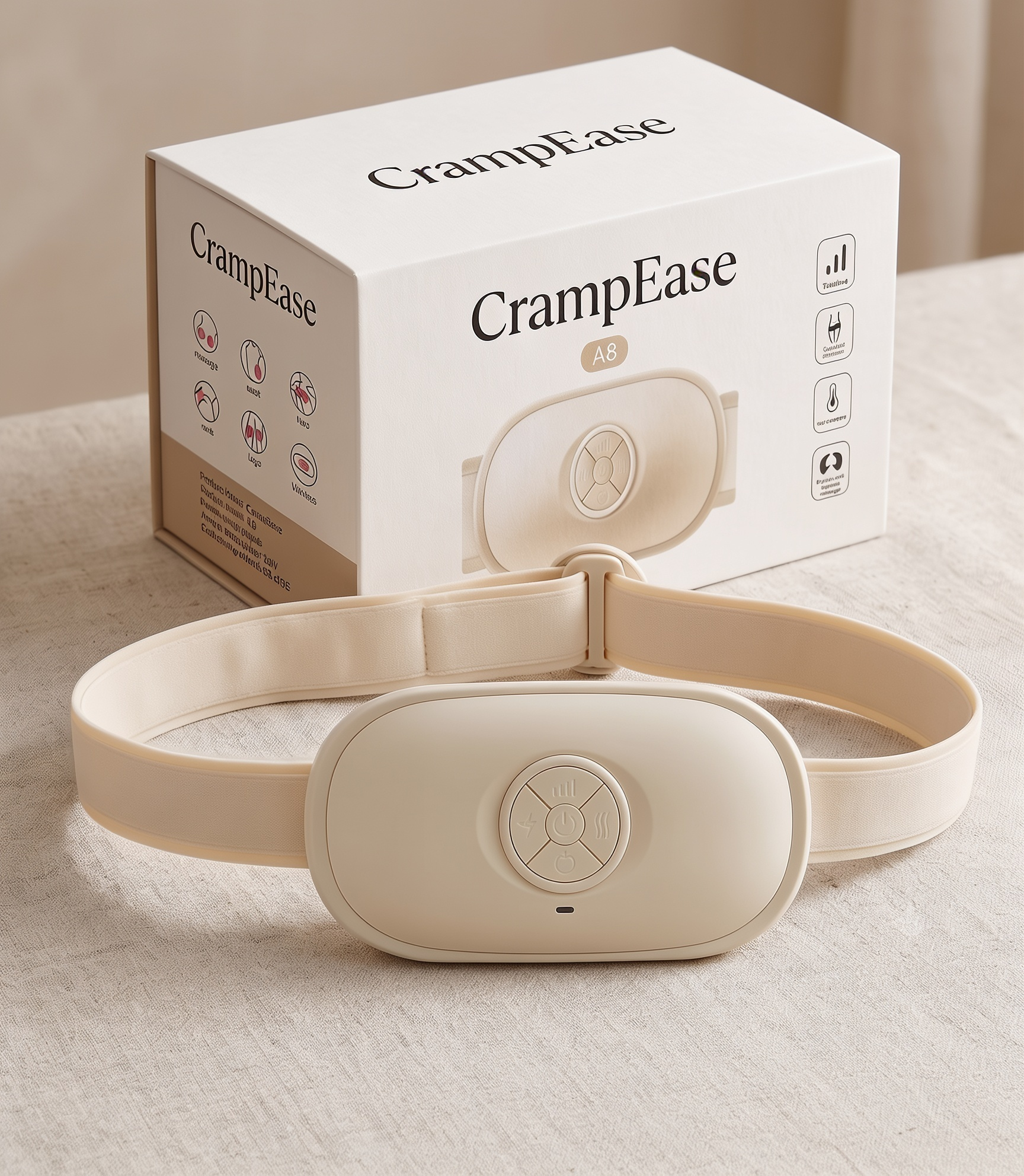 CrampEase – Heizkissen & Massagegerät für die Menstruation