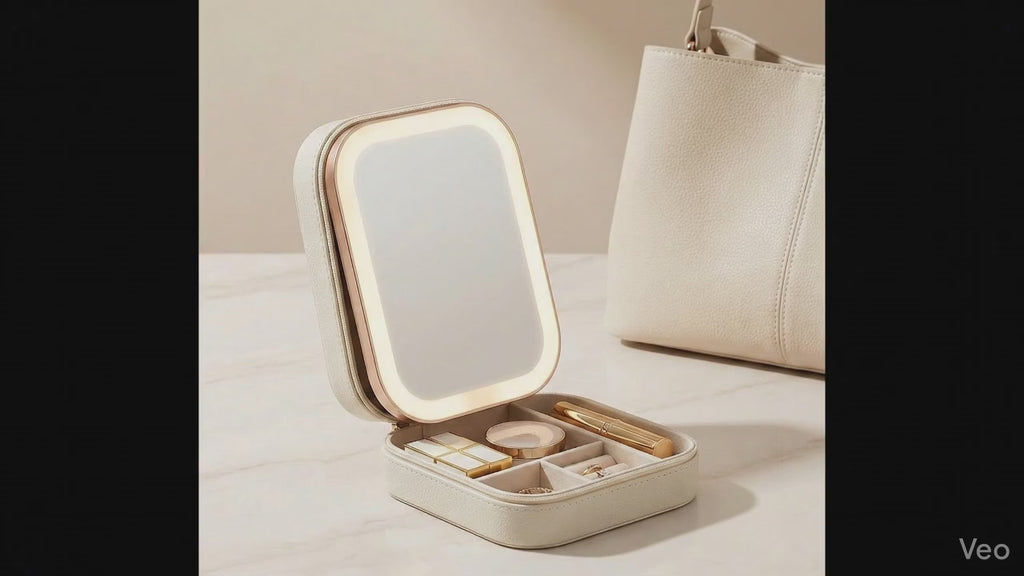 Compact Makeup Vanity with LED Mirror